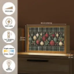 Kerstballen - Rood - Hulsttakken - Patroon Light Box met kabel (Tafellamp) klein -USP_EN
