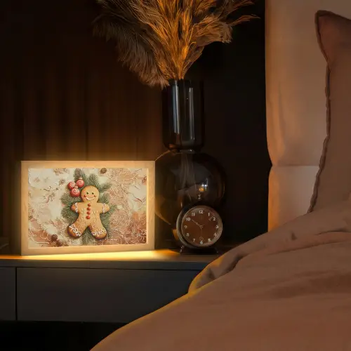 Kerstmis - Koekje - Poppetje - Speculaas Light Box met kabel (Tafellamp) klein -sfeer1