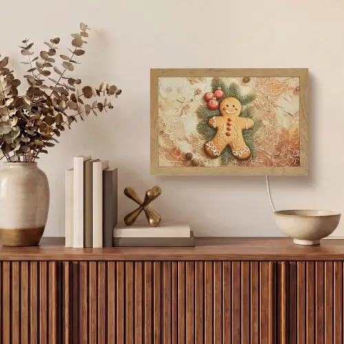 Kerstmis - Koekje - Poppetje - Speculaas Light Box met kabel (Tafellamp) klein -sfeer2