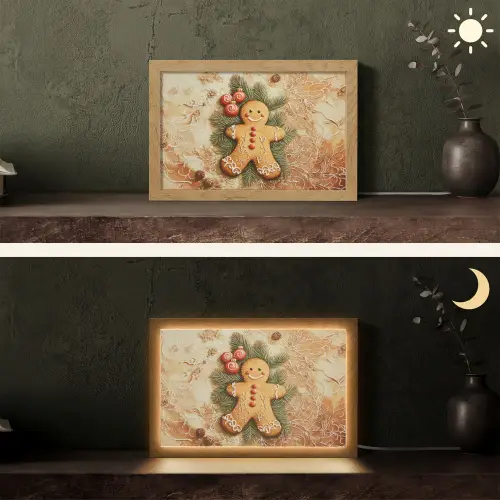 Kerstmis - Koekje - Poppetje - Speculaas Light Box met kabel (Tafellamp) klein -sfeer3