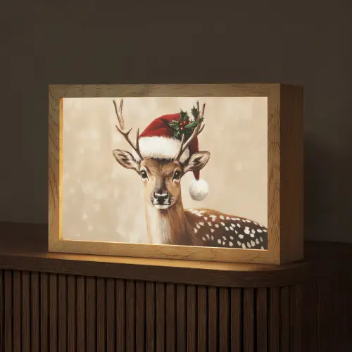 Kerst - Hert - Gewei - Rood Light Box met kabel (Tafellamp) klein -z3d_website
