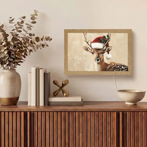 Kerst - Hert - Gewei - Rood Light Box met kabel (Tafellamp) klein -sfeer2