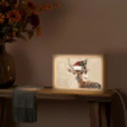 Kerst - Hert - Gewei - Rood Light Box met kabel (Tafellamp) klein -sfeer4