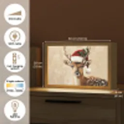 Kerst - Hert - Gewei - Rood Light Box met kabel (Tafellamp) klein -USP_EN