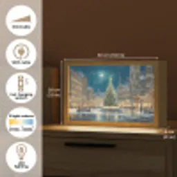 Kerstnacht - Stadsplein - Meerkleurig Light Box met kabel (Tafellamp) klein -USP_EN