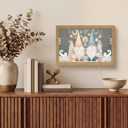 Kerst - Gnomen - Pastel Light Box met kabel (Tafellamp) klein -sfeer2
