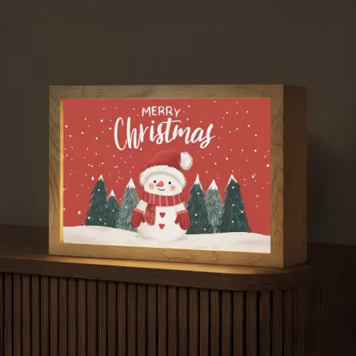 Kerstgroet - Sneeuw - Rood Light Box met kabel (Tafellamp) klein -z3d_website