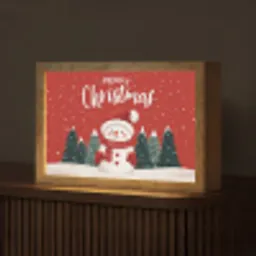 Kerstgroet - Sneeuw - Rood Light Box met kabel (Tafellamp) klein -z3d_website