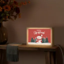 Kerstgroet - Sneeuw - Rood Light Box met kabel (Tafellamp) klein -sfeer4