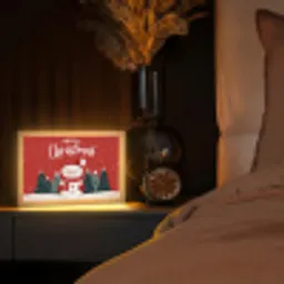 Kerstgroet - Sneeuw - Rood Light Box met kabel (Tafellamp) klein -sfeer1