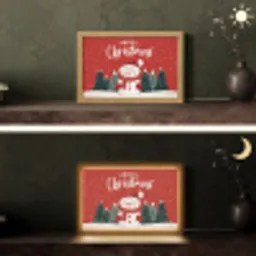 Kerstgroet - Sneeuw - Rood Light Box met kabel (Tafellamp) klein -sfeer3