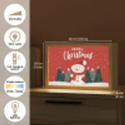 Kerstgroet - Sneeuw - Rood Light Box met kabel (Tafellamp) klein -USP_EN