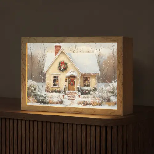 Kerst - Huis - Winter - Sneeuw Light Box met kabel (Tafellamp) klein -z3d_website