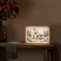 Kerst - Huis - Winter - Sneeuw Light Box met kabel (Tafellamp) klein -sfeer4