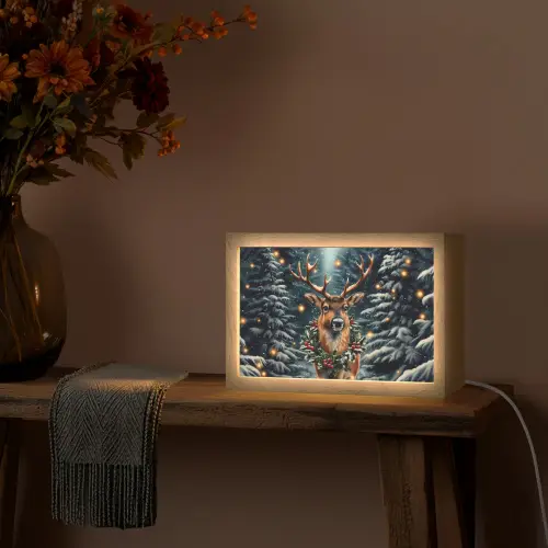 Kerst - Magie - Bos - Kleurrijk Light Box met kabel (Tafellamp) klein -sfeer4
