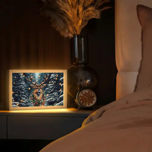 Kerst - Magie - Bos - Kleurrijk Light Box met kabel (Tafellamp) klein -sfeer1