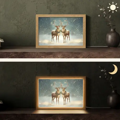 Kerstmagie - Winterwoud - Rendier Light Box met kabel (Tafellamp) klein -sfeer3