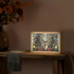 Kerstfeest - Dennenbos - Rood Light Box met kabel (Tafellamp) klein -sfeer4