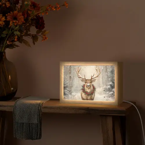 Kerst - Rendier - Winter - Krans Light Box met kabel (Tafellamp) klein -sfeer4
