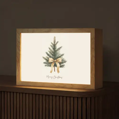Kerstboom - Kerst - Merry Christmas - Beige Light Box met kabel (Tafellamp) klein -z3d_website