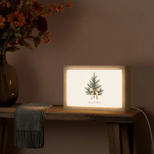 Kerstboom - Kerst - Merry Christmas - Beige Light Box met kabel (Tafellamp) klein -sfeer4