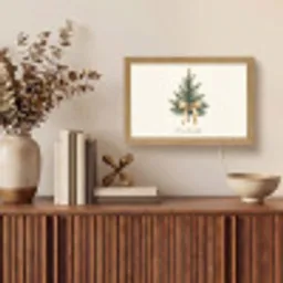 Kerstboom - Kerst - Merry Christmas - Beige Light Box met kabel (Tafellamp) klein -sfeer2