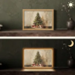 Kerstboom - Versierd - Kleurrijk Light Box met kabel (Tafellamp) klein -sfeer3