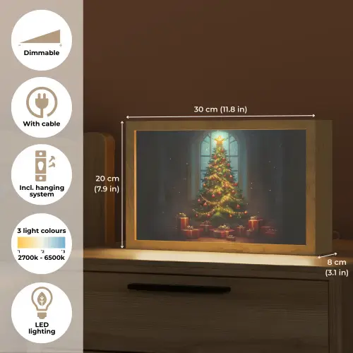 Kerstboom - Cadeau - Kerst - Winter Light Box met kabel (Tafellamp) klein -USP_EN