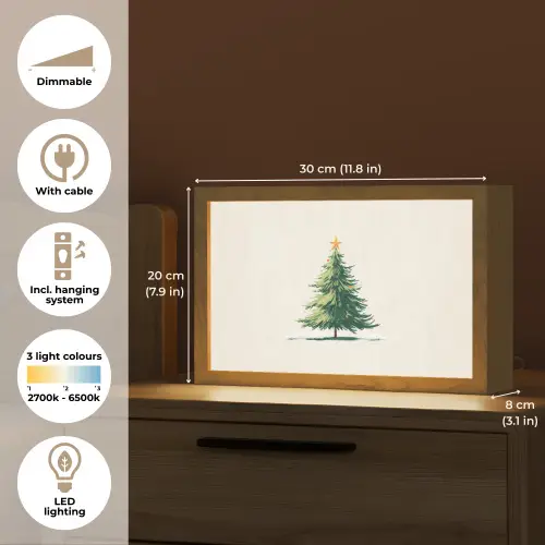 Kerstboom - Illustratie - Ster - Sneeuw Light Box met kabel (Tafellamp) klein -USP_EN