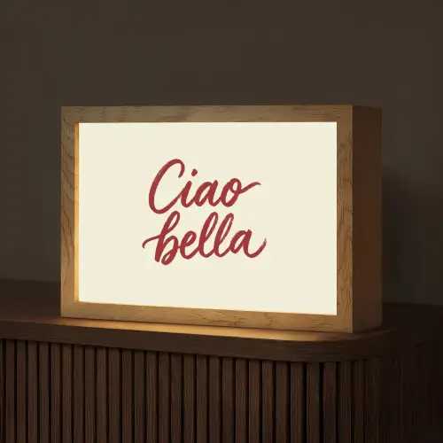 Ciao bella - Rood - Wit - Minimalistisch Light Box met kabel (Tafellamp) klein -z3d_website