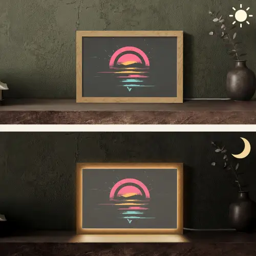 Cirkel - Abstract - Roze Light Box met kabel (Tafellamp) klein -sfeer3