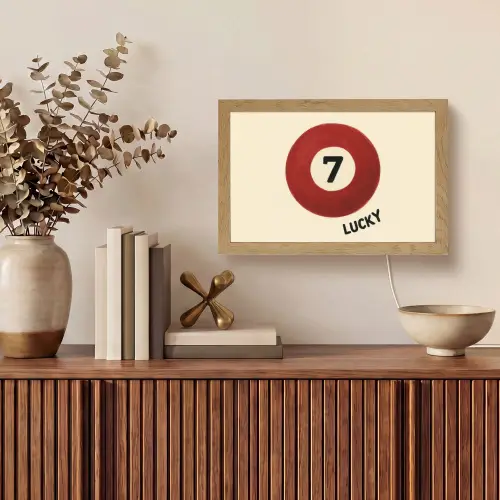 Cirkel - Zeven - Lucky - Rood Light Box met kabel (Tafellamp) klein -sfeer2