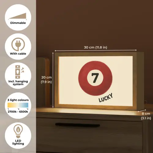 Cirkel - Zeven - Lucky - Rood Light Box met kabel (Tafellamp) klein -USP_EN