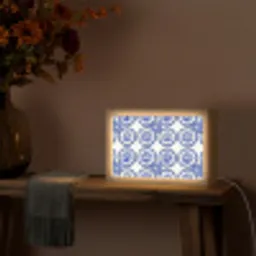 Cirkels - Bloemen - Blauw Light Box met kabel (Tafellamp) klein 924 -sfeer4