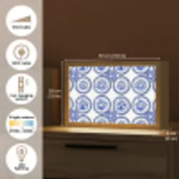 Cirkels - Bloemen - Blauw Light Box met kabel (Tafellamp) klein 924 -USP_EN