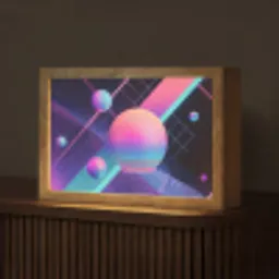 Cirkels - Vlakken - Abstract - Blauw Light Box met kabel (Tafellamp) klein -z3d_website