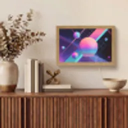 Cirkels - Vlakken - Abstract - Blauw Light Box met kabel (Tafellamp) klein -sfeer2
