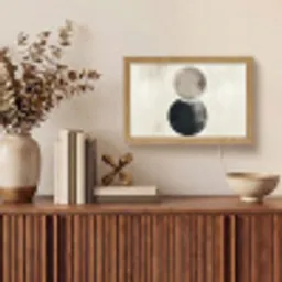 Cirkels - Vorm - Beige - Abstract Light Box met kabel (Tafellamp) klein -sfeer2
