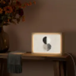 Cirkels - Strepen - Minimalistisch - Zwart Light Box met kabel (Tafellamp) klein -sfeer4