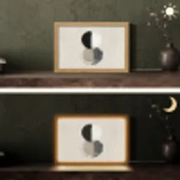 Cirkels - Strepen - Minimalistisch - Zwart Light Box met kabel (Tafellamp) klein -sfeer3