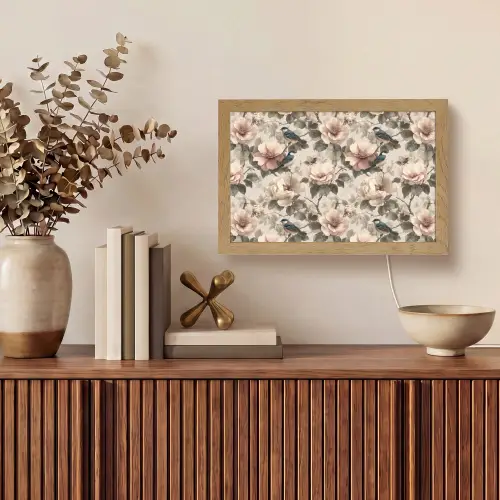 Klassiek - Vogels - Kleurrijk Light Box met kabel (Tafellamp) klein 924 -sfeer2