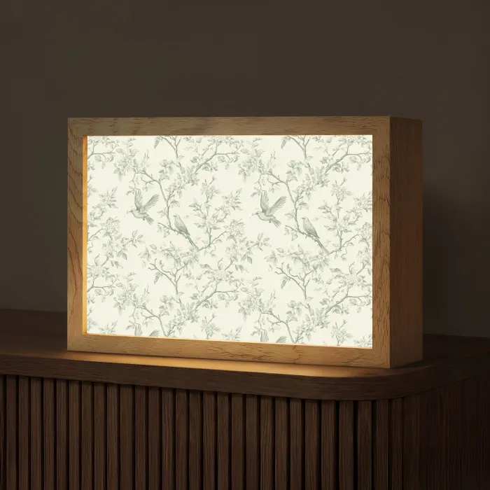 Klassiek - Vogels - Groen Light Box met kabel (Tafellamp) klein 924 -z3d_website