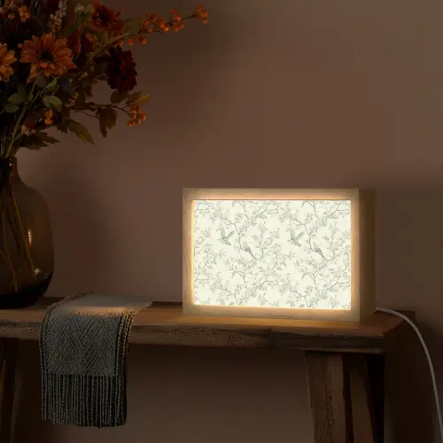 Klassiek - Vogels - Groen Light Box met kabel (Tafellamp) klein 924 -sfeer4