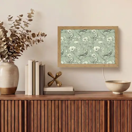 Klassiek - Botanisch - Groen Light Box met kabel (Tafellamp) klein 924 -sfeer2