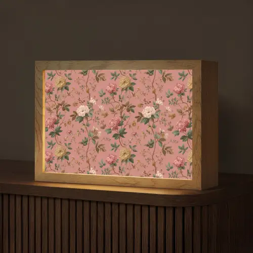 Klassiek - Botanisch - Roze Light Box met kabel (Tafellamp) klein 924 -z3d_website