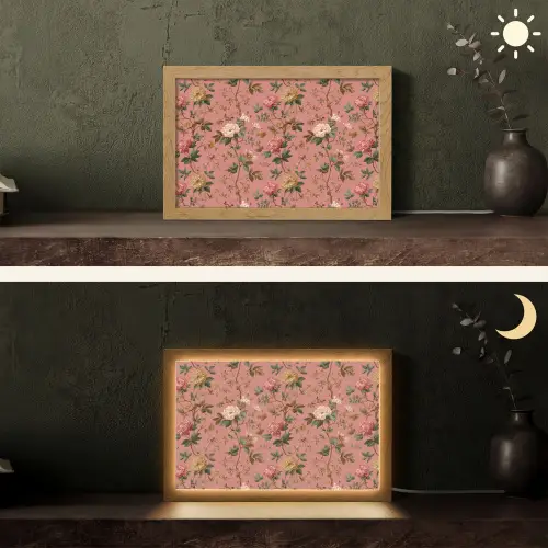 Klassiek - Botanisch - Roze Light Box met kabel (Tafellamp) klein 924 -sfeer3