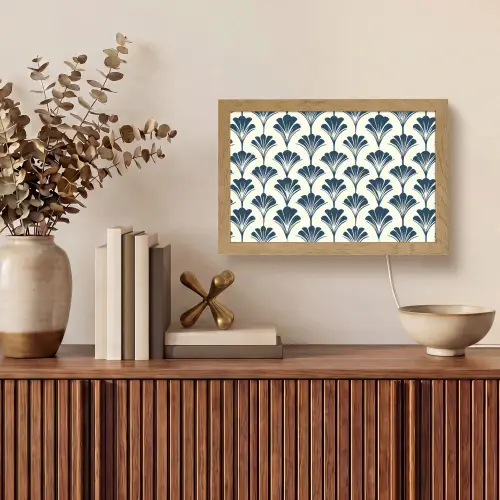 Klassiek - Motief - Blauw Light Box met kabel (Tafellamp) klein 924 -sfeer2
