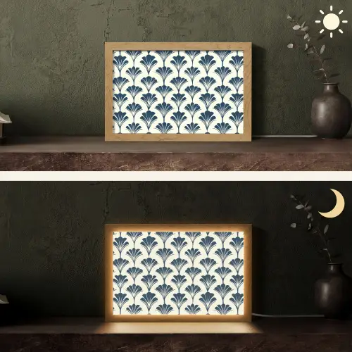 Klassiek - Motief - Blauw Light Box met kabel (Tafellamp) klein 924 -sfeer3