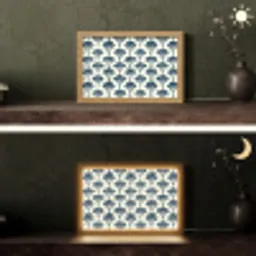 Klassiek - Motief - Blauw Light Box met kabel (Tafellamp) klein 924 -sfeer3