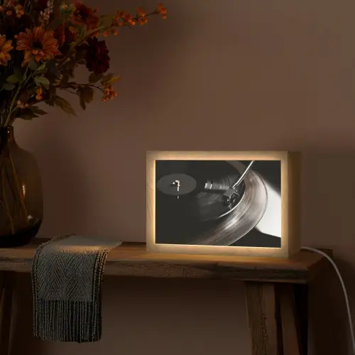 Close-up - Vinylplaat - Platenspeler - Zwart Light Box met kabel (Tafellamp) klein -sfeer4